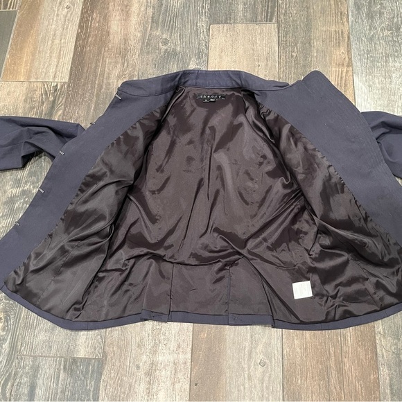 Theory Jacket Womens M Cropped Carly SC Military Mock Neck Hook & Eye Navy - Picture 11 of 12